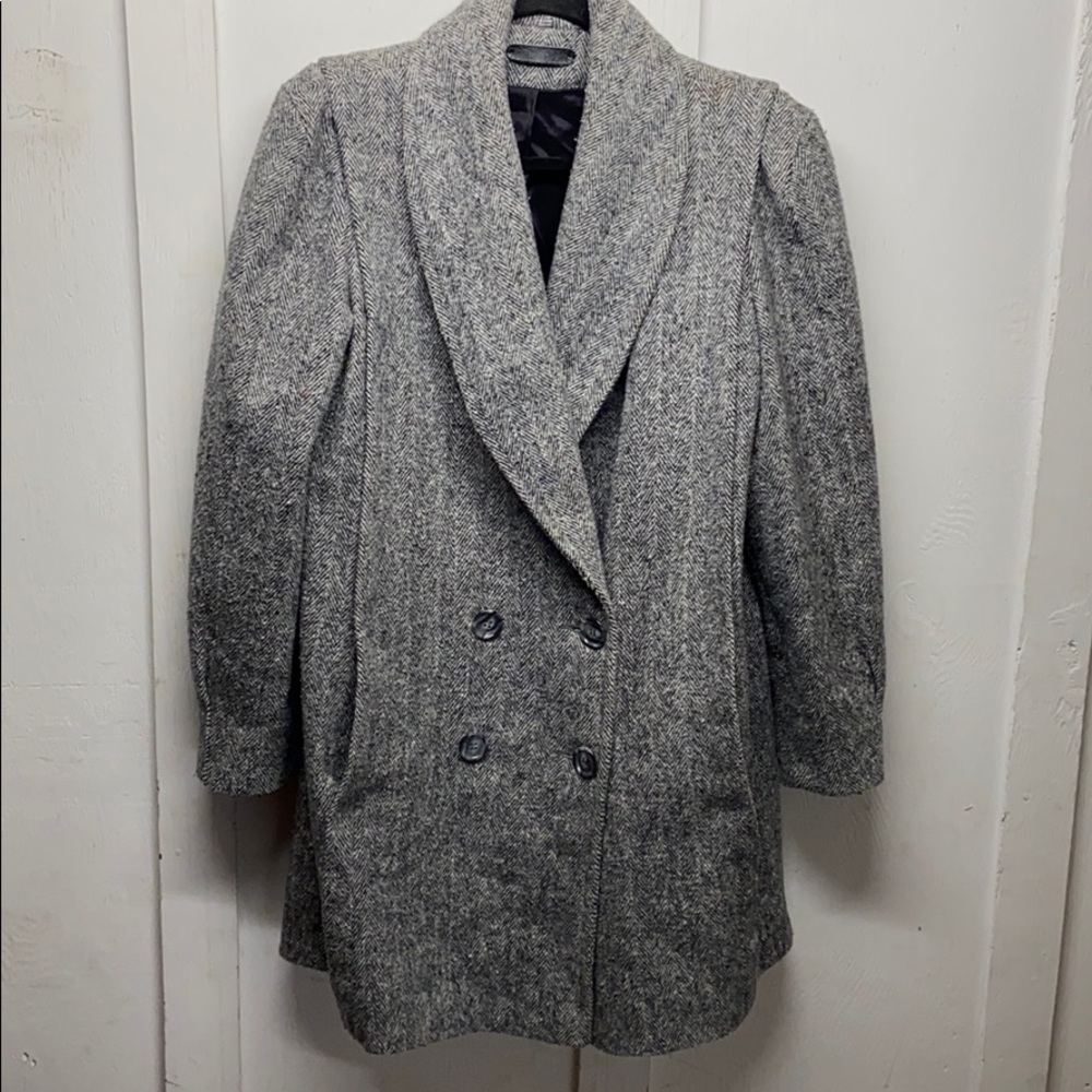 Vintage tweed double breasted pea coat